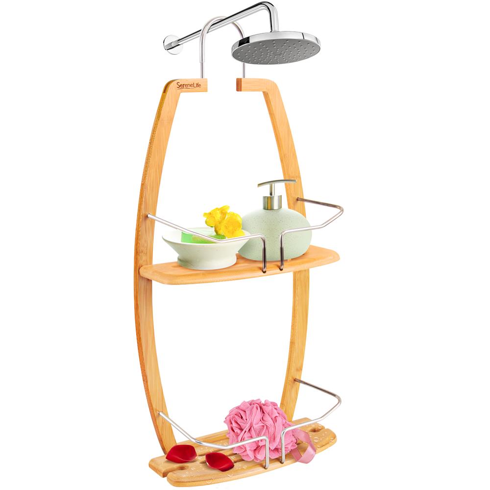 Bamboo Shower Caddy - Hanging Shower Bathtub Caddy Organizer