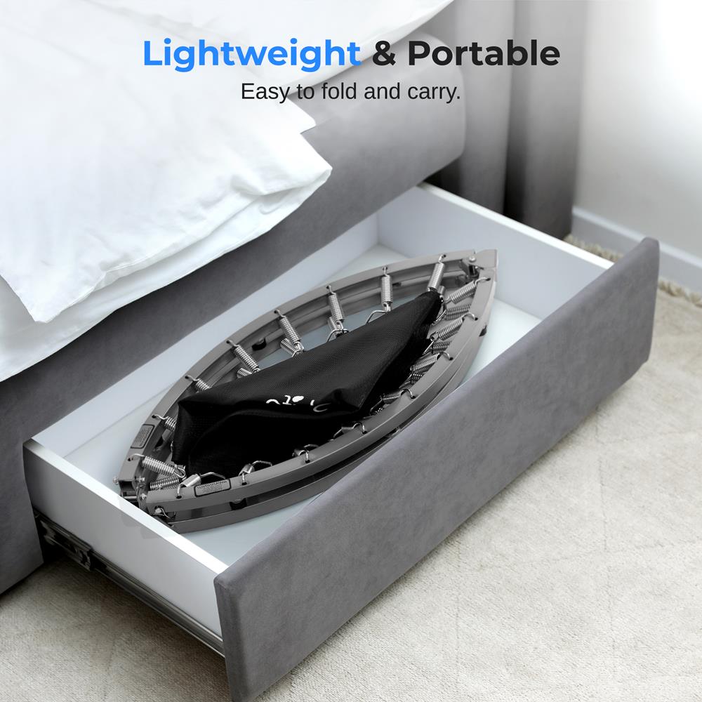 40" Foldable Trampoline, Burn Calories, Adjustable Handrail, Deep Blue