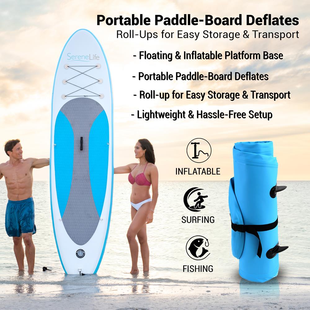 Inflatable Paddle Board - Stable Non-Slip Deck, PVC, 10' Blue