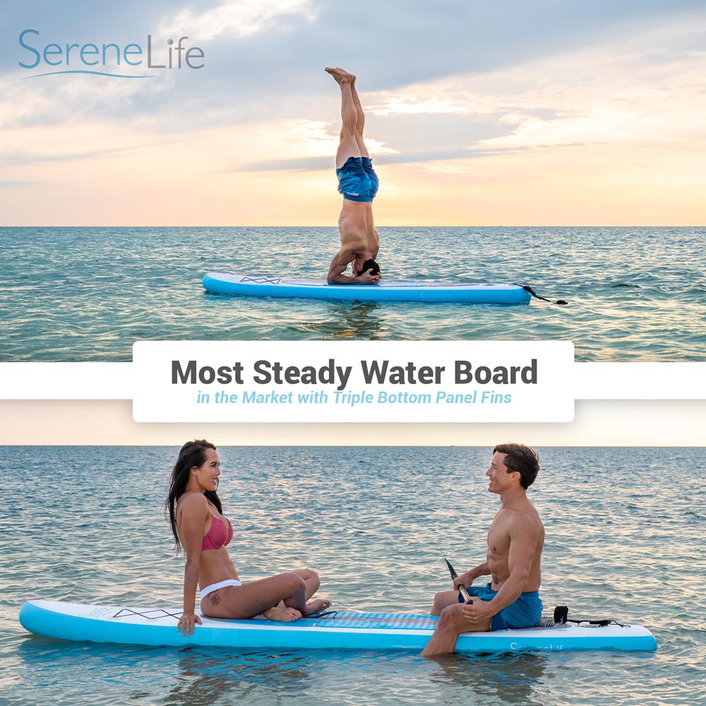 Inflatable Paddle Board - Stable Non-Slip Deck, PVC, 10' Blue