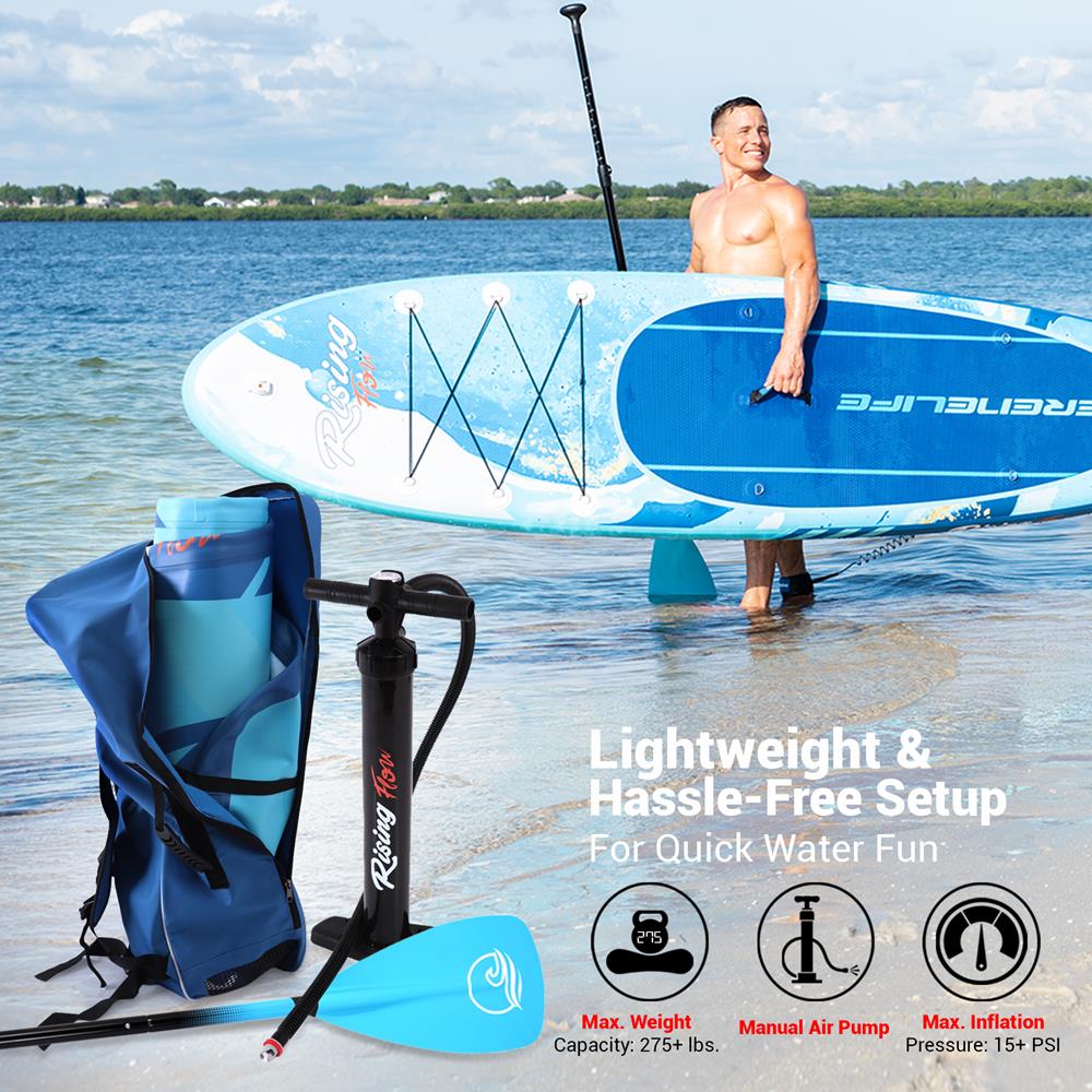 Inflatable Paddle Board - Stable Non-Slip Deck, 10'6", Portable, Blue