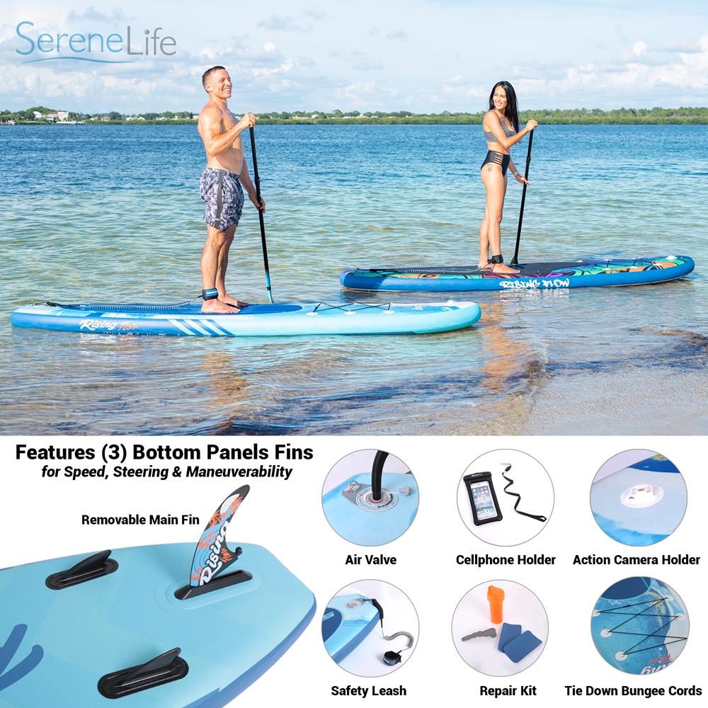 Inflatable Paddle Board - Stable Non-Slip Deck, 10'6", Portable, Blue