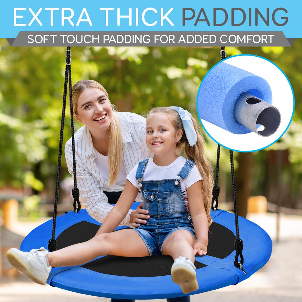 Saucer Swing 40" for Kids, Waterproof, Padded Frame, Blue