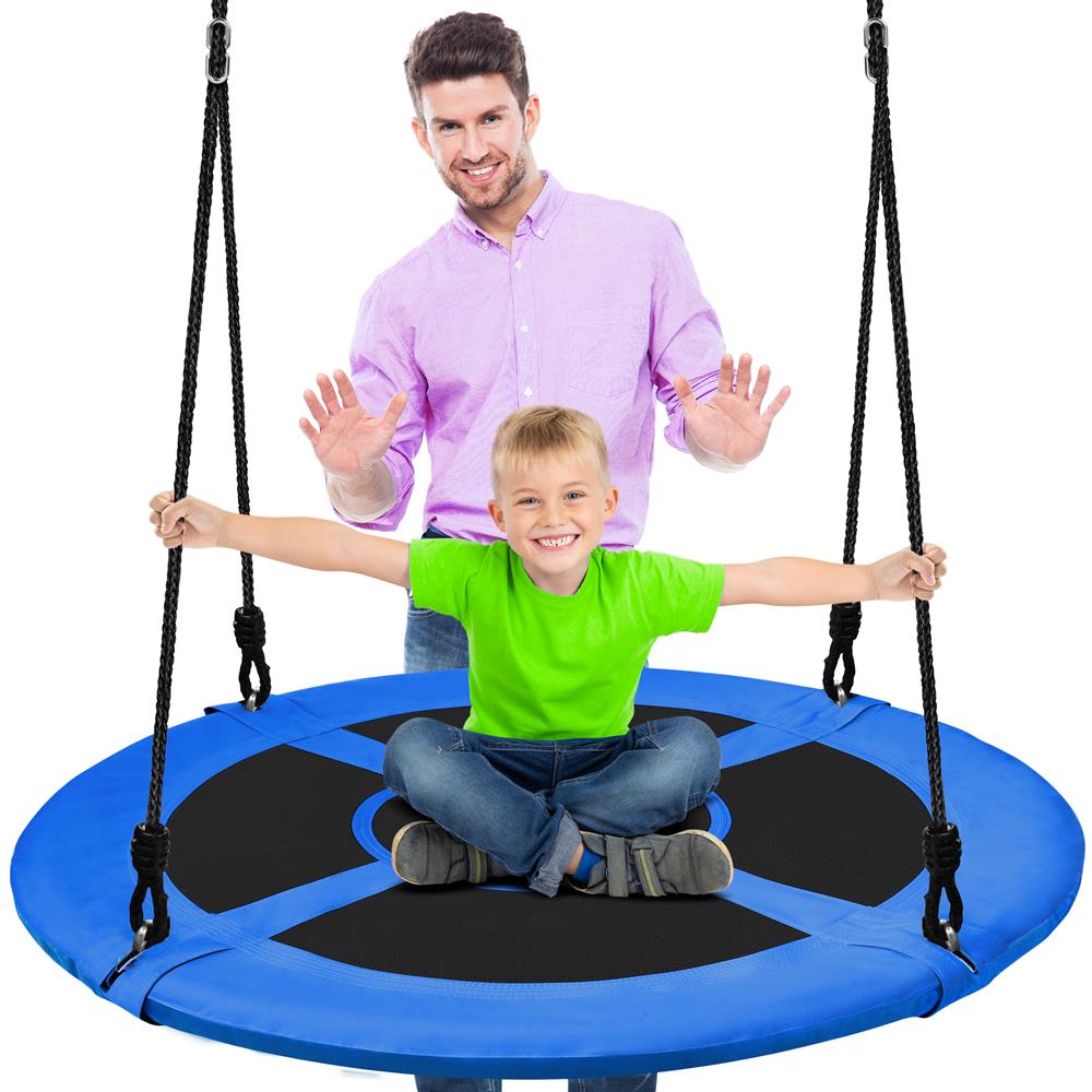 Saucer Swing 40" for Kids, Waterproof, Padded Frame, Blue