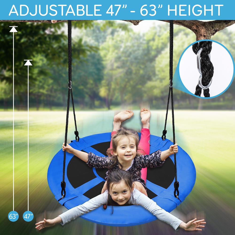 Saucer Swing 40" for Kids, Waterproof, Padded Frame, Blue