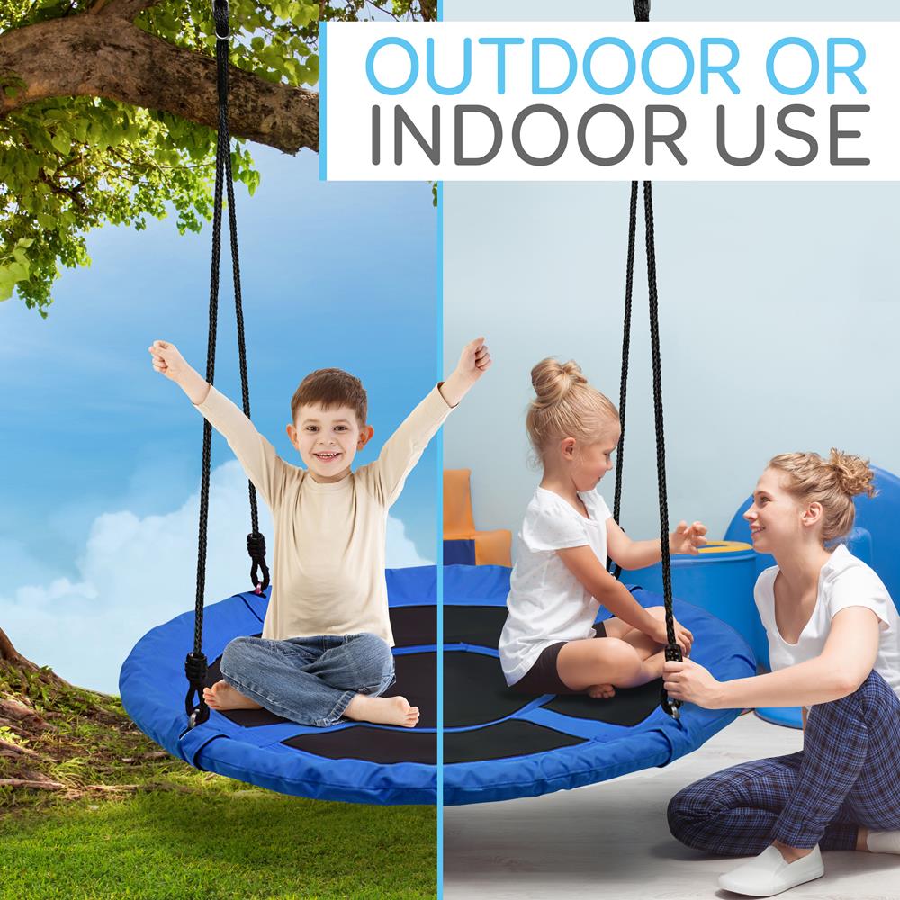 Saucer Swing 40" for Kids, Waterproof, Padded Frame, Blue