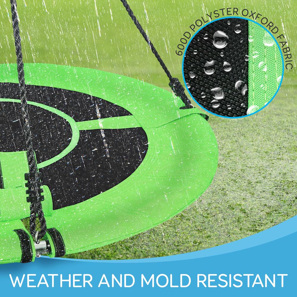 Saucer Swing 40" for Kids, Waterproof, Padded Frame, Green