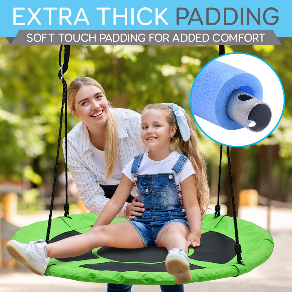 Saucer Swing 40" for Kids, Waterproof, Padded Frame, Green