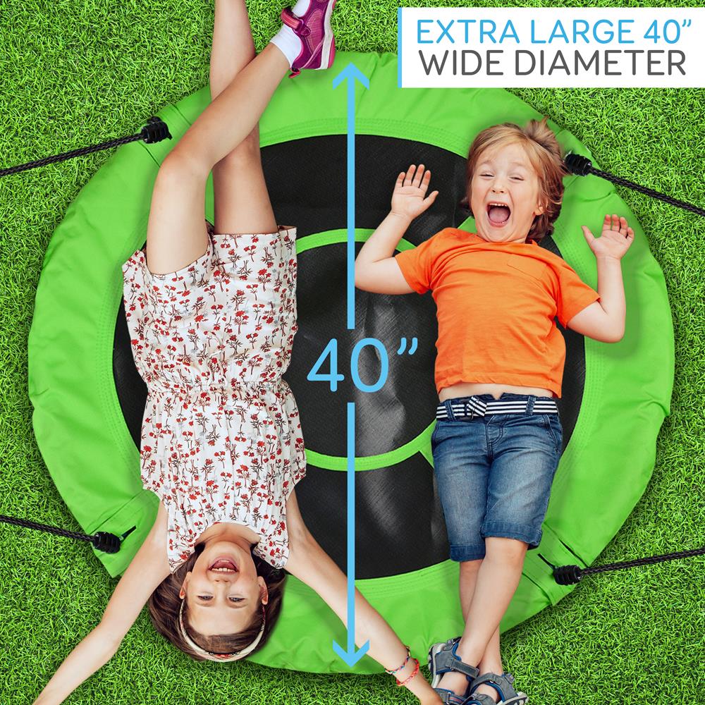 Saucer Swing 40" for Kids, Waterproof, Padded Frame, Green