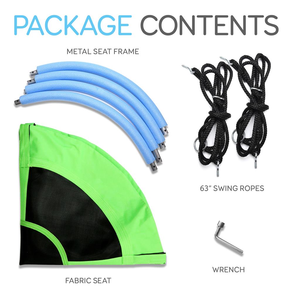 Saucer Swing 40" for Kids, Waterproof, Padded Frame, Green