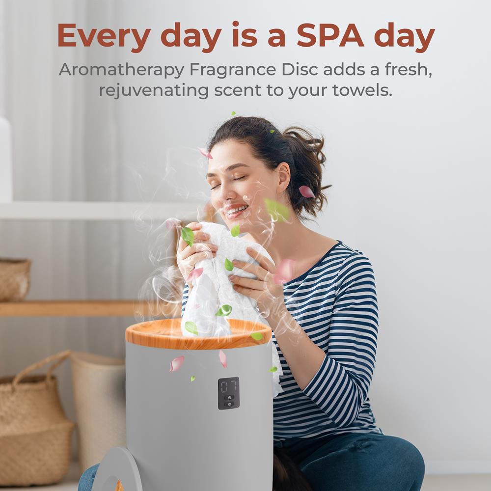 Towel Warmer with Fragrance Holder, Auto Shutoff, Fits 2 Towels, Gray