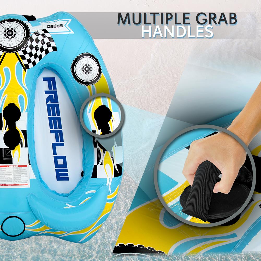 Inflatable Towable Tube for 2, Fast Inflation, Heavy-Duty PVC, Blue