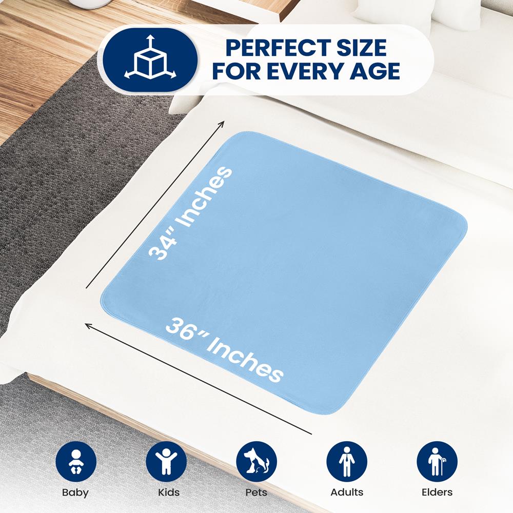 Reusable Underpads 4-Pack Super Absorbent Leak-Resistant Blue 34x36"