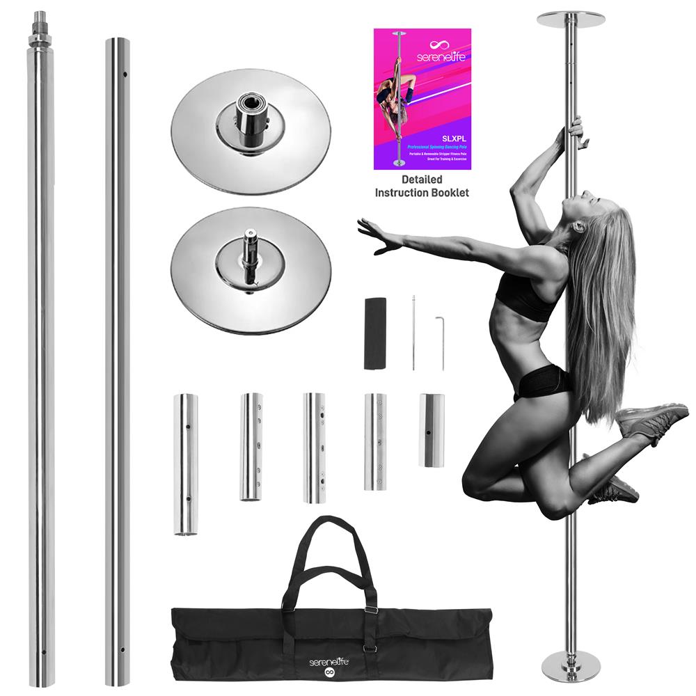 Adjustable Non-Slip Dancing Pole Set, Steel, Chrome Finish