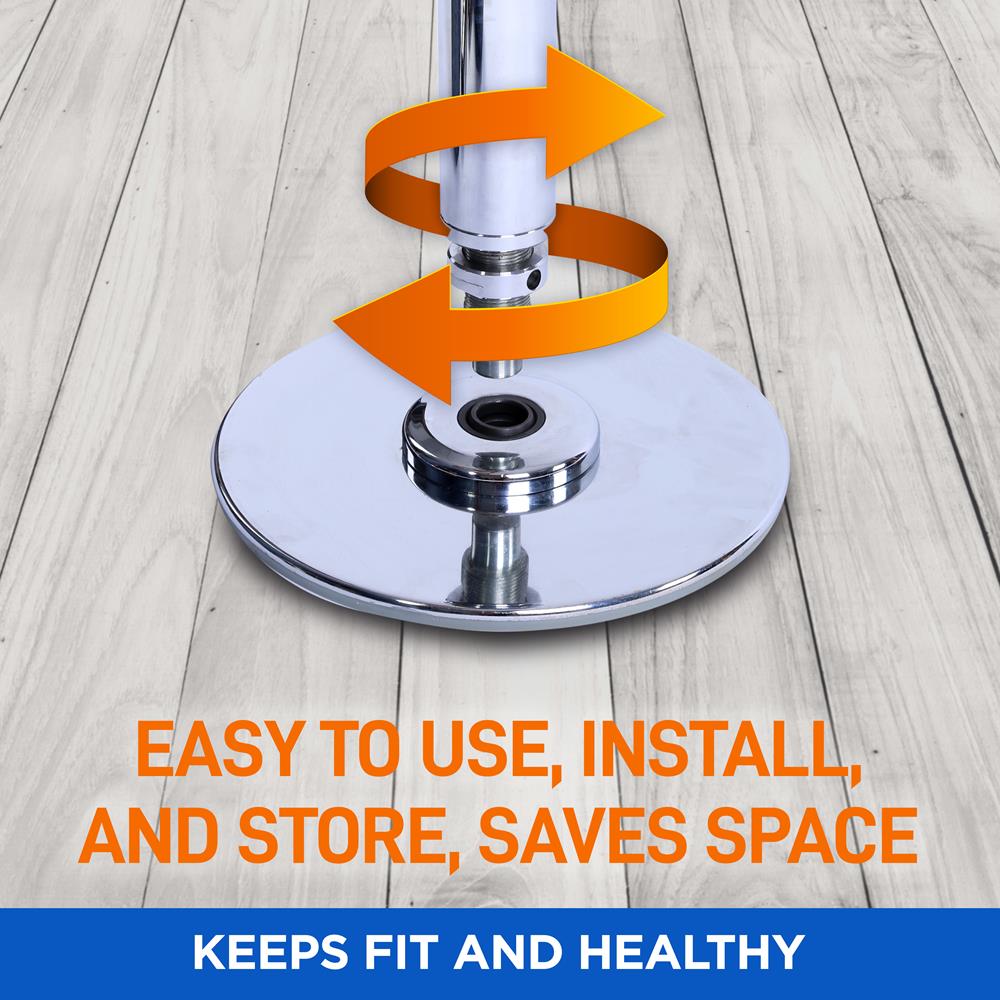 Adjustable Non-Slip Dancing Pole Set, Steel, Chrome Finish