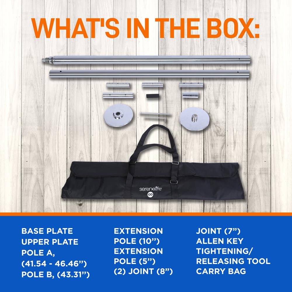 Adjustable Non-Slip Dancing Pole Set, Steel, Chrome Finish