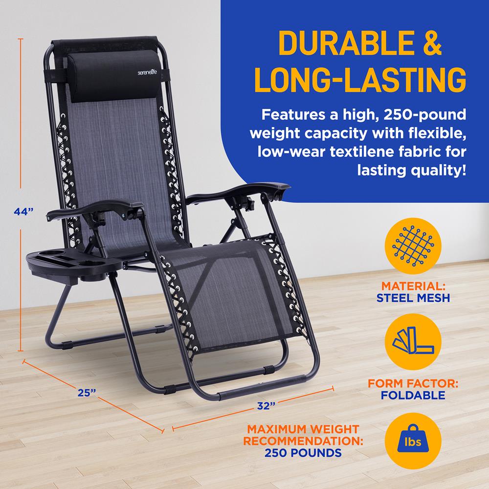 Zero Gravity Recliner Chairs 2-Pack, Ultimate Comfort, Steel & Textilene