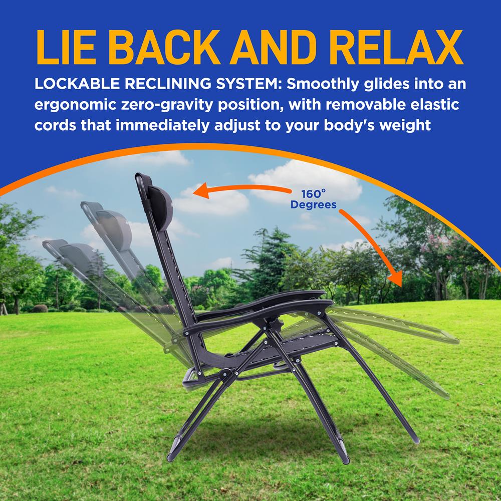 Zero Gravity Recliner Chairs 2-Pack, Ultimate Comfort, Steel & Textilene