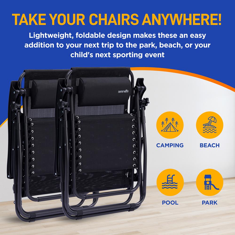 Zero Gravity Recliner Chairs 2-Pack, Ultimate Comfort, Steel & Textilene