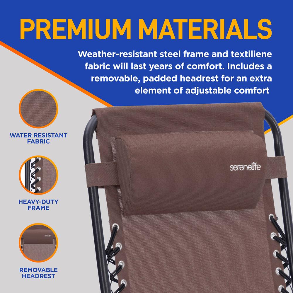 Zero Gravity Recliner Chairs 2-Pack, Ultimate Comfort, Steel, Brown