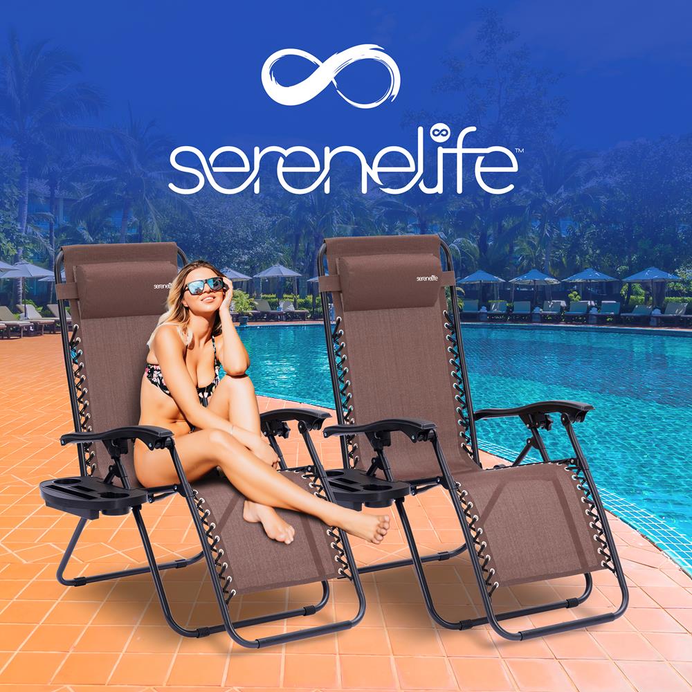 Zero Gravity Recliner Chairs 2-Pack, Ultimate Comfort, Steel, Brown