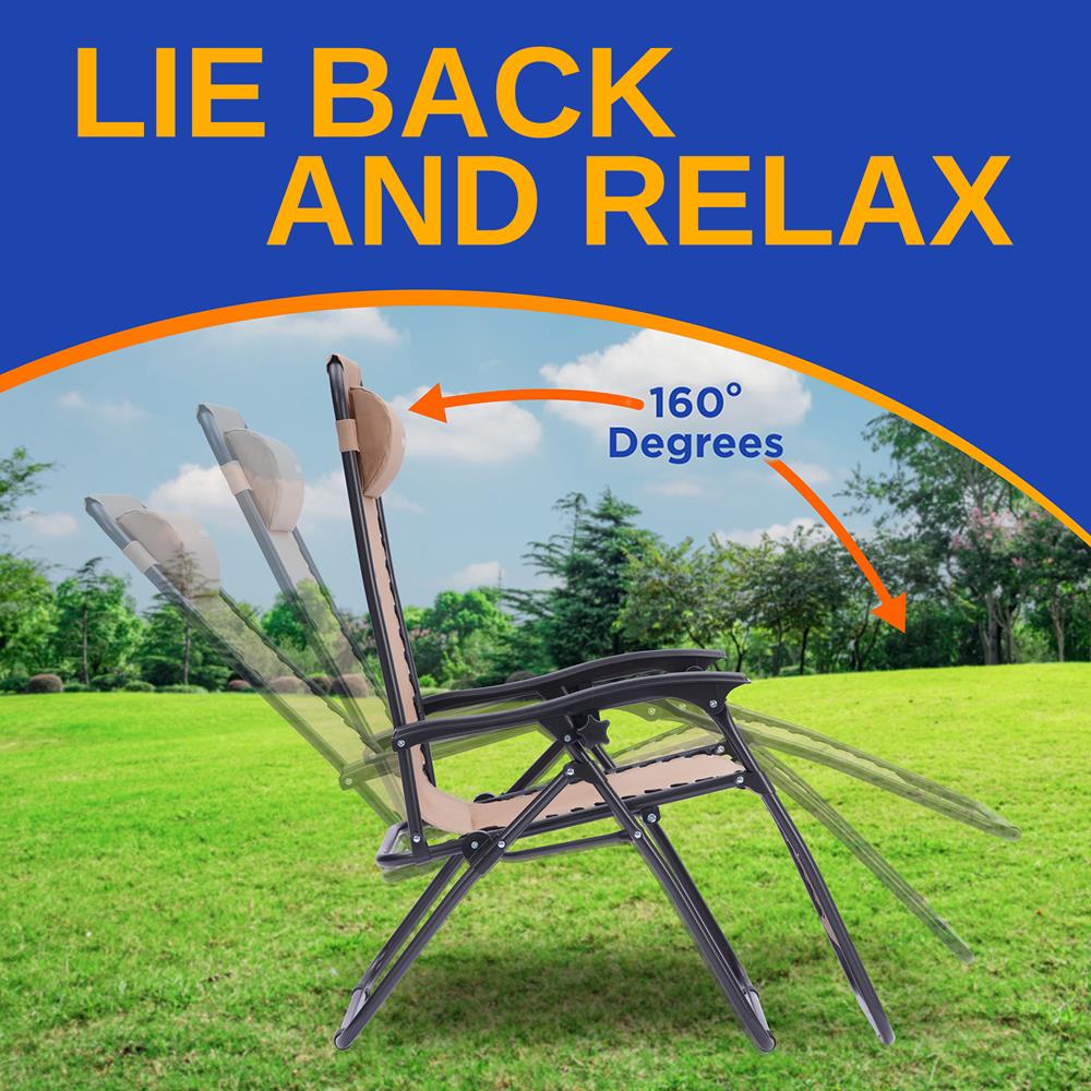 Zero Gravity Chairs Set of 2, Ultimate Comfort, Steel Mesh, Cream