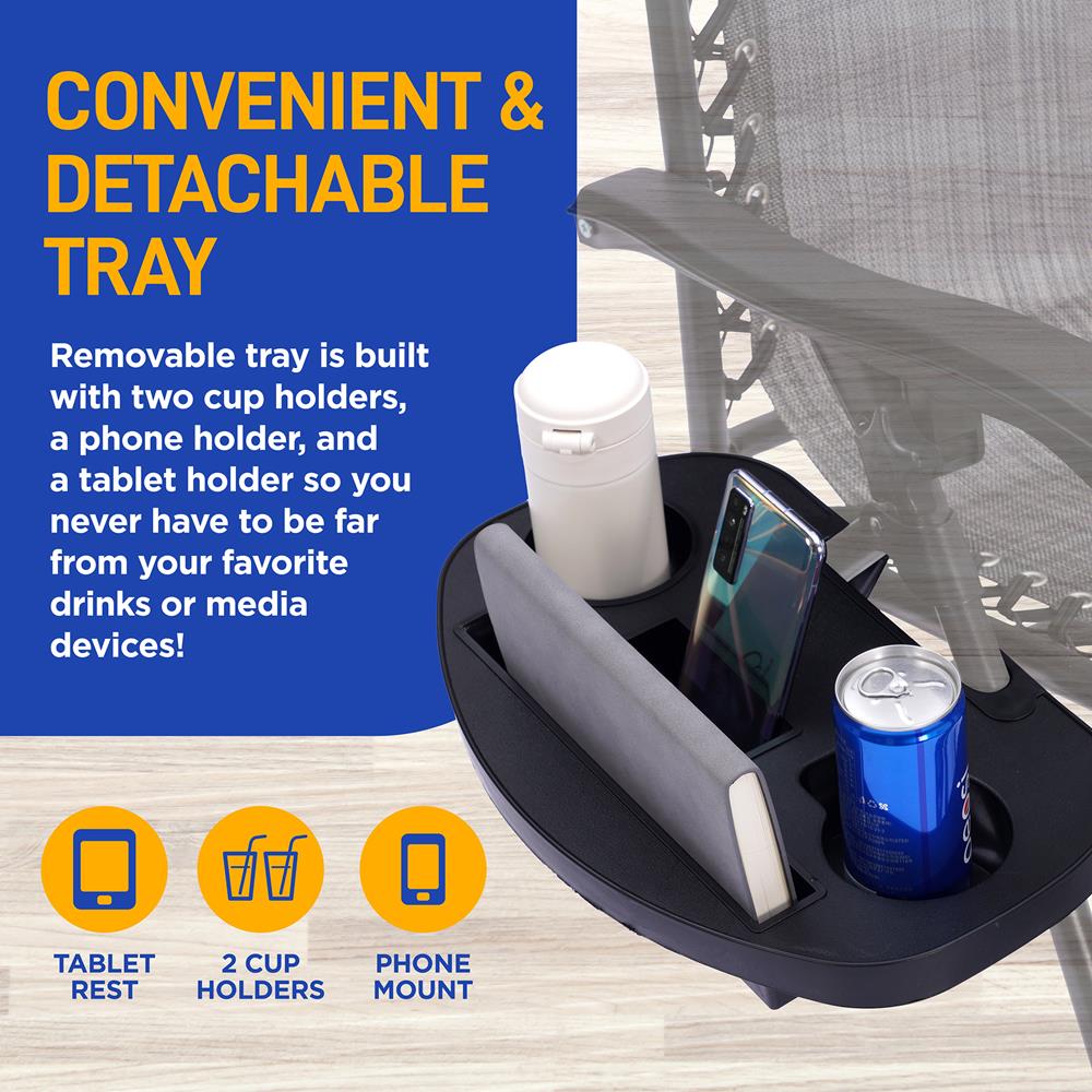 Zero Gravity Chairs Set of 2, Ultimate Comfort, Steel Mesh, Gray