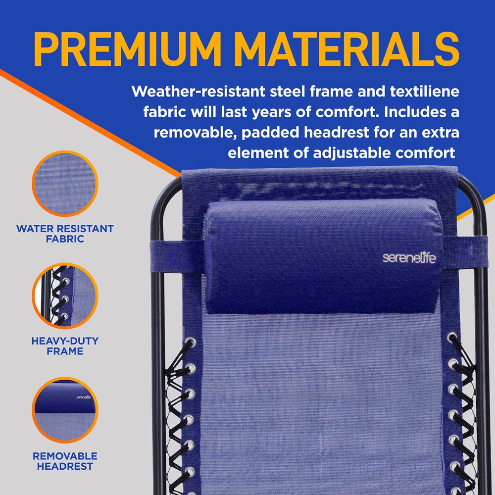 Zero Gravity Chair Set 2-Pack, Ultimate Comfort, Steel & Textilene, Blue