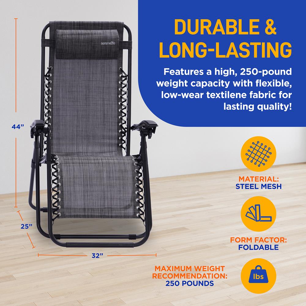 Zero Gravity Chair Set 2-Pack, Ultimate Comfort, Steel & Textilene, Gray