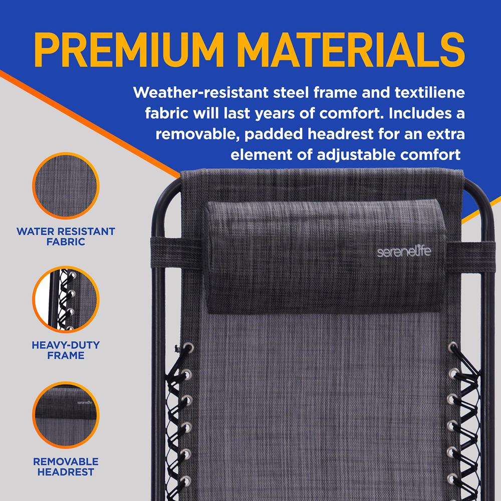 Zero Gravity Chair Set 2-Pack, Ultimate Comfort, Steel & Textilene, Gray