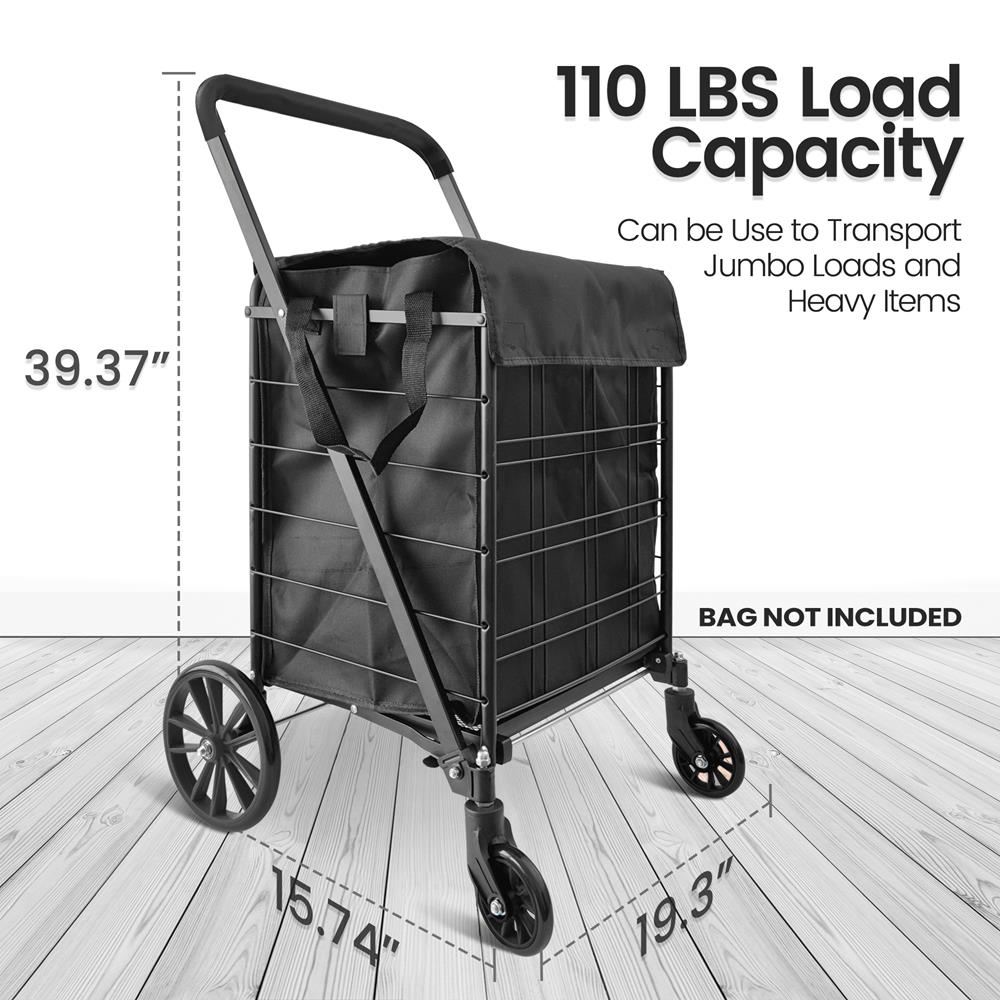 Collapsible Utility Cart - Compact And Portable Shopping Cart With Comfortable Grip (Bag Not Included)