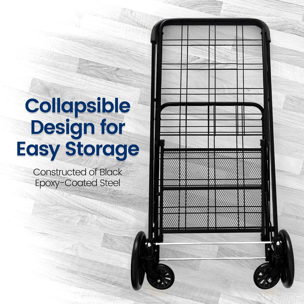 Collapsible Utility Cart - Compact And Portable Shopping Cart With Comfortable Grip (Bag Not Included)